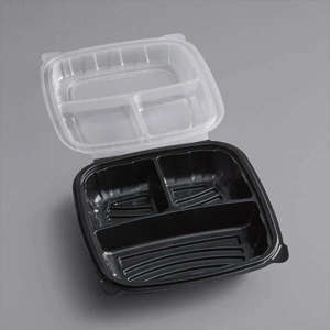 Picture of 10x9 Black Bottom Clear Top Clamshell 3 Compartment